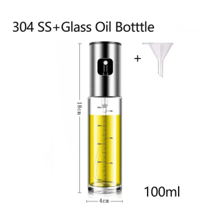 Olive Oil Spray Bottle with Funnel 100Ml Olive Oil Mister Sprayer Dispenser Bottle for Cooking Kitchen Essentials Accessories