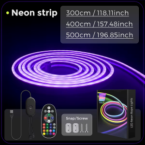 USB Neon Sign LED Strip Lights, RGB 108LEDS/M, USB Neon Led Strip Lights, Color Changing, Musicsync, for Home Party Decora