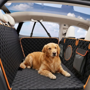 Hard Bottom Back Seat Extender for Dogs, Dog Car Seat Cover for Back Seat, Holds 420Lbs, Durable Waterproof Pet Car Bed Dog Hammock for Suv/Car/Small Truck (Black)